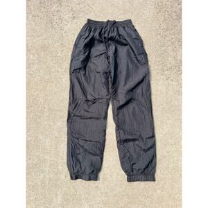 Vtg Intertia Women Size Small Black Lined Track Joggers Elastic Waist Zip Ankle